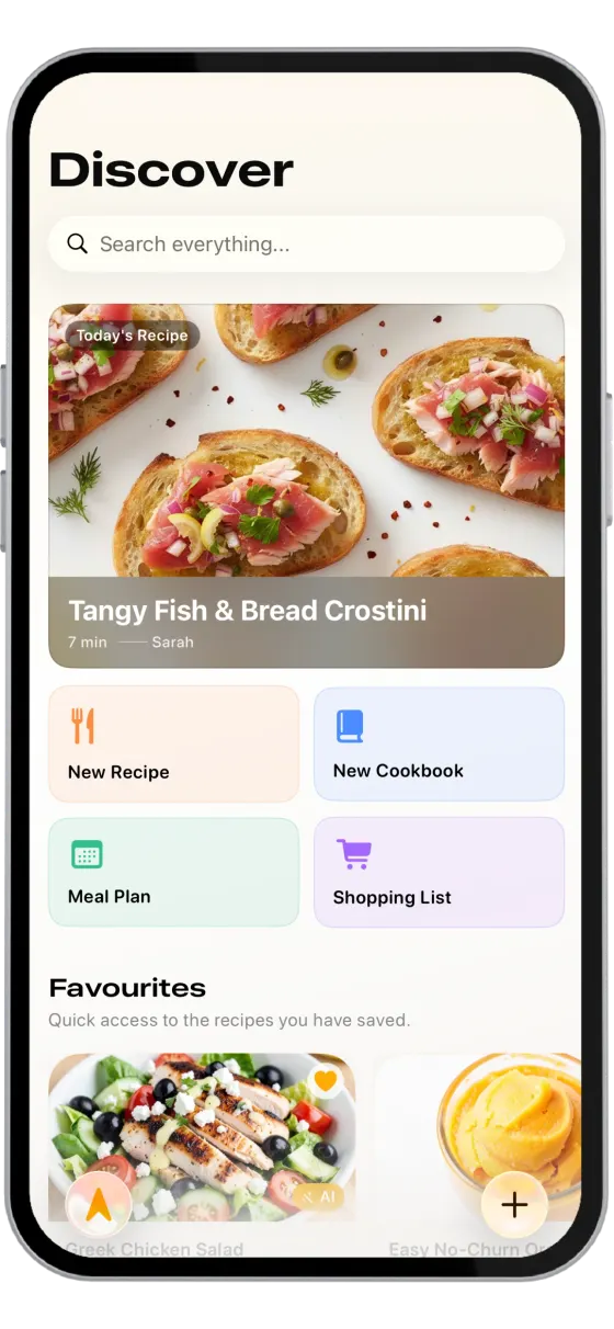 RecipeBee iPhone app — recipe home screen